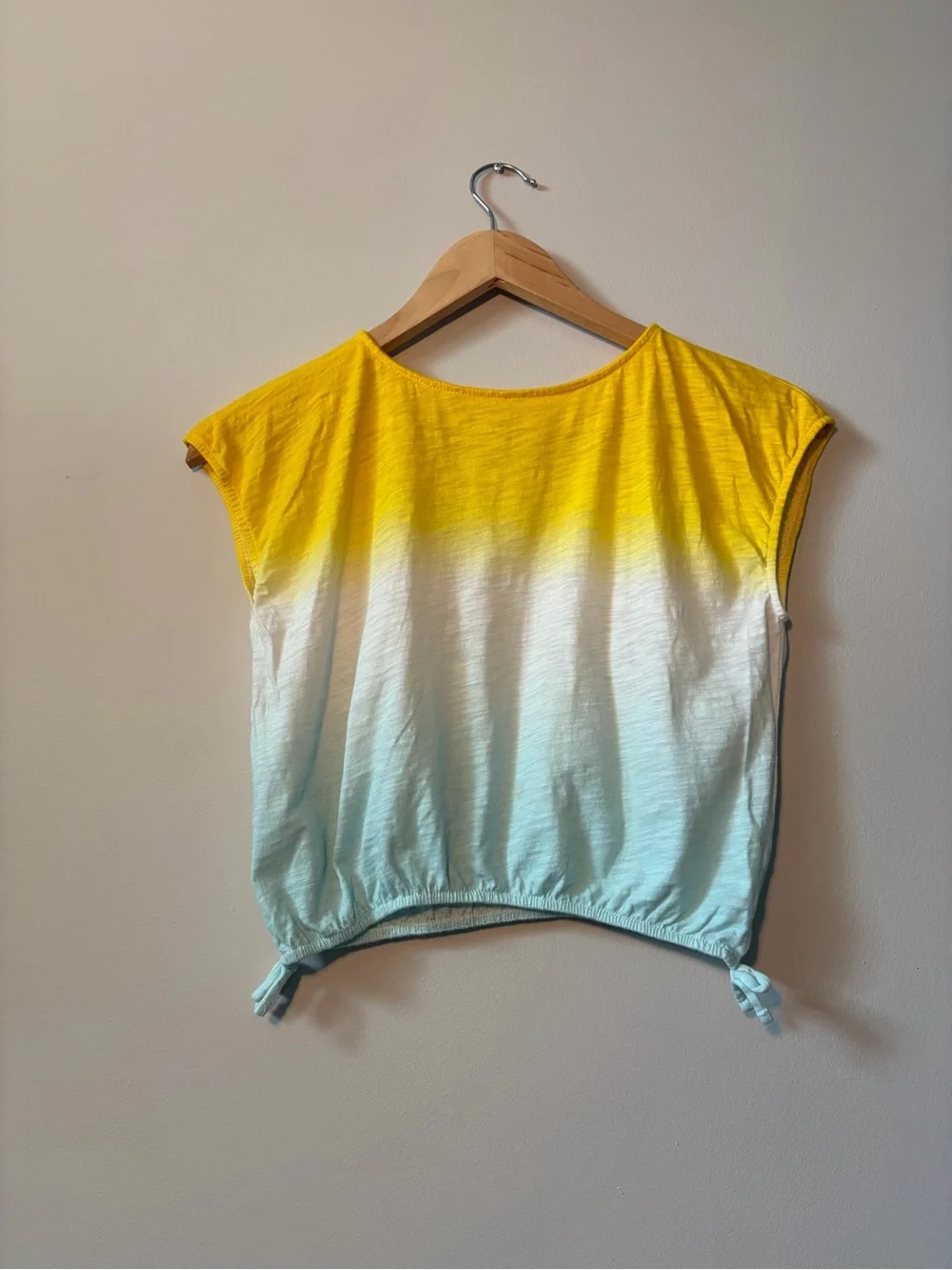 Carter's Yellow to Light Blue Ombre Tie-Hem Crop Top